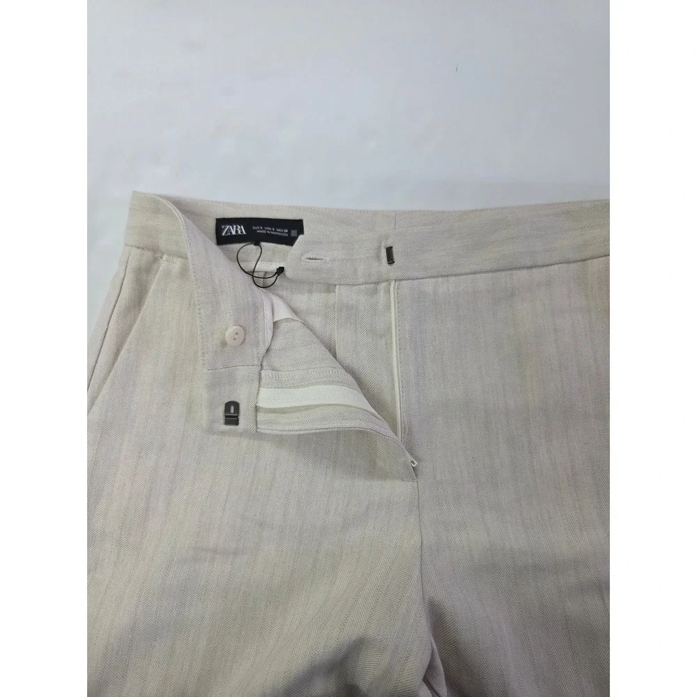 Zara Cream Wide-Leg Trousers, S